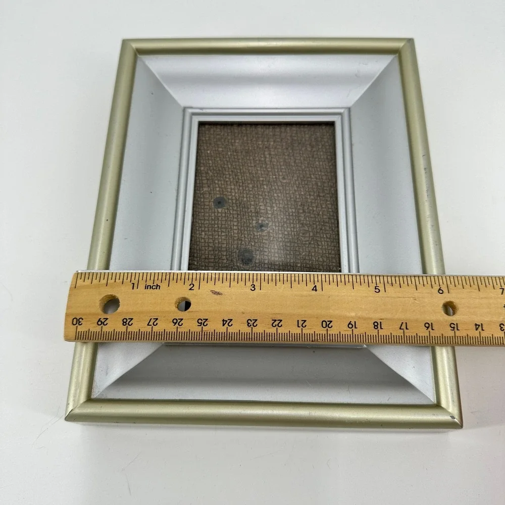 Two-Tone Metallic Beveled Metal Picture Frame for 3x5 Photo Champagne Silver